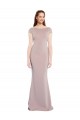 Discount Boat Neck Cap Sleeve Formal Crepe Bridesmaid Dress / Prom Dress with Plunging Tie Back