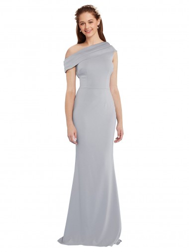 Discount Off the Shoulder Asymmetrical Mermaid Formal Crepe Bridesmaid Dress / Prom Dress