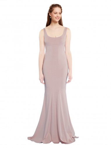 Discount Sleeveless Scoop Neck Fully Lined Formal Crepe Bridesmaid Dress / Prom Dress