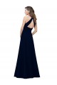 Discount High Neck Crepe Bridesmaid Dress / Prom Dress with Pleats and Keyhole Back