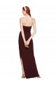 Discount Twisted Strapless Keyhole Long Formal Crepe Bridesmaid Dress / Prom Dress with Slit