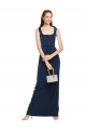 Discount Scoop Neck with Ruffles Long Formal Crepe Bridesmaid Dress / Prom Dress with Back Slit
