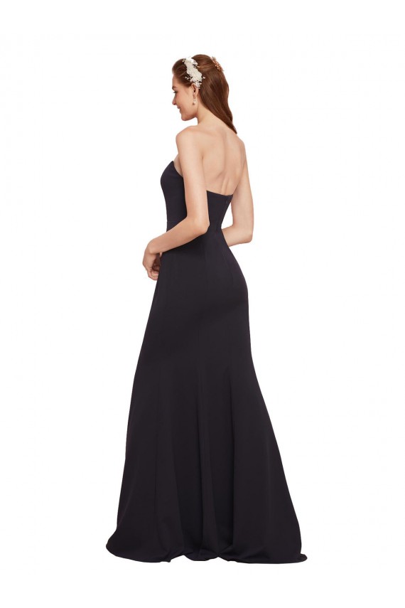 Discount Strapless Bodycon Long Formal Crepe Bridesmaid Dress / Prom Dress with High Slit