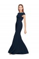 Discount Fit and Flare Long Formal Crepe Bridesmaid Dress / Prom Dress with Tie Open Back