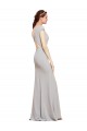 Discount Fit and Flare Long Formal Crepe Bridesmaid Dress / Prom Dress with Tie Open Back