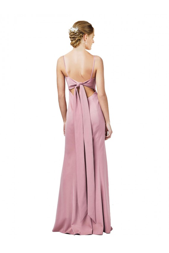 Discount Fit and Flare Slim Formal Crepe Bridesmaid Dress / Prom Dress with Cutout Back