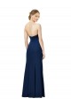 Discount Strapless Fit and Flare Long Formal Crepe Bridesmaid Dress / Prom Dress with Knot and Slit