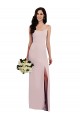 Discount Spaghetti Strap V Back Formal Crepe Bridesmaid Dress / Prom Dress with Front Slit