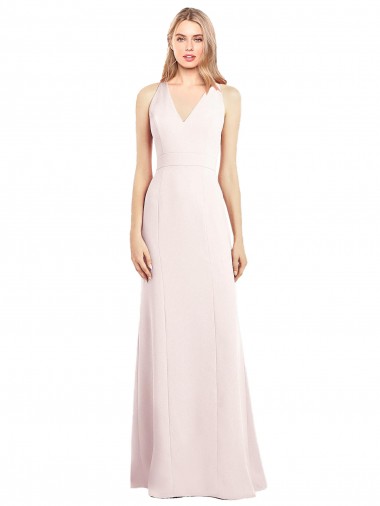 Discount V-Neck Keyhole Back Crepe Trumpet Bridesmaid Dress / Prom Dress