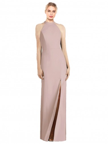 Discount High Neck Cutout Halter Trumpet Bridesmaid Dress