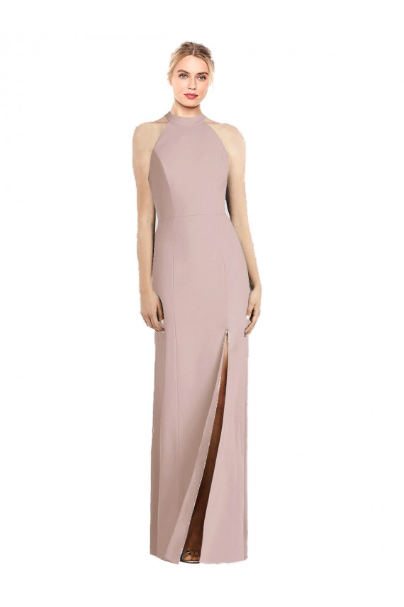 Discount High Neck Cutout Halter Trumpet Bridesmaid Dress