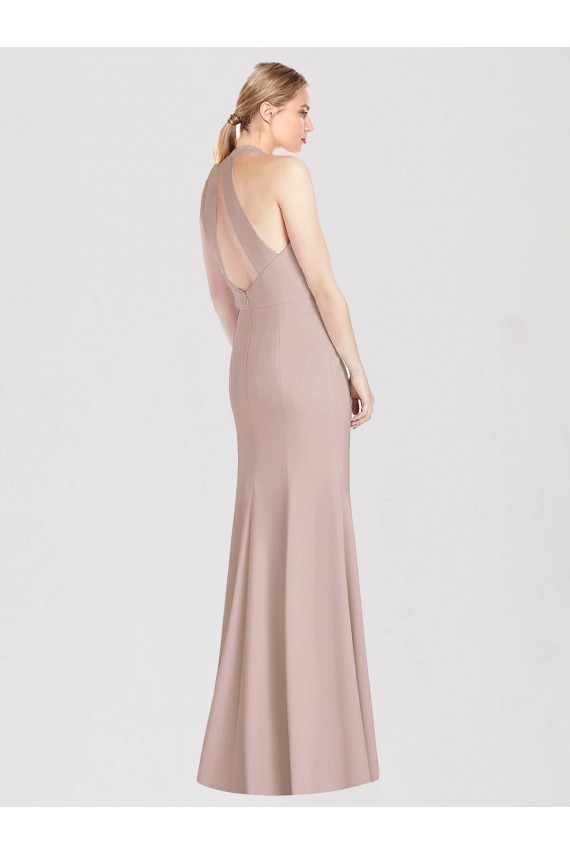 Discount High Neck Cutout Halter Trumpet Bridesmaid Dress