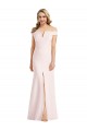 Discount Off the Shoulder Notch Trumpet Formal Crepe Bridesmaid Dress / Prom Dress with Front Slit