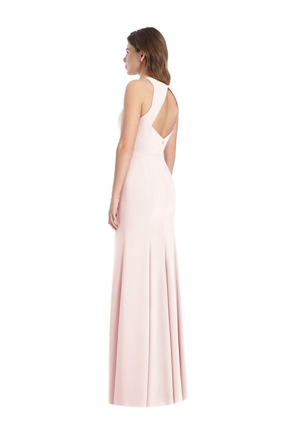 Discount Diamond Cutout Back Trumpet Bridesmaid Dress / Prom Dress with Front Slit