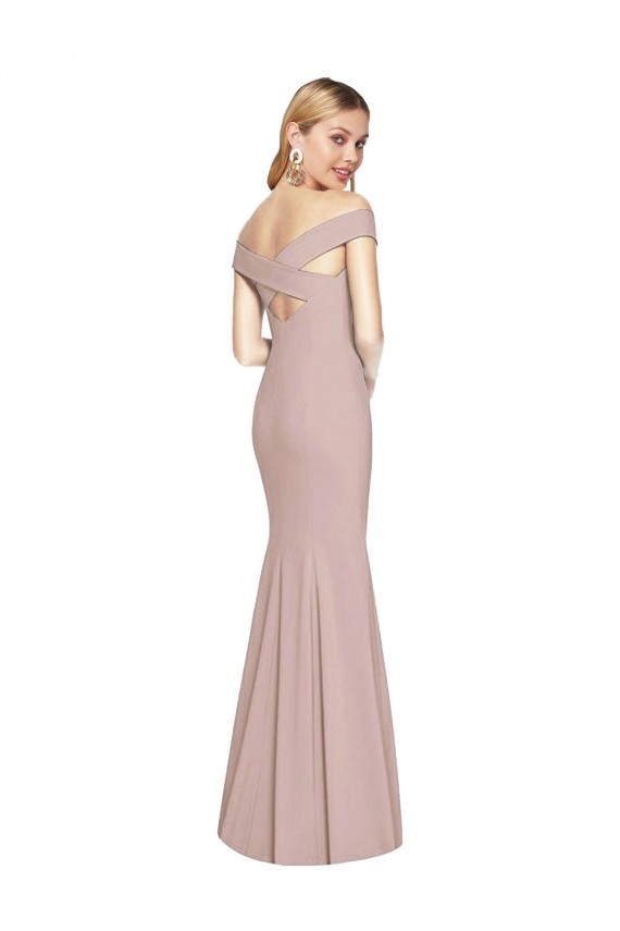 Discount Off the Shoulder Criss Cross Back Trumpet Bridesmaid Dress / Prom Dress