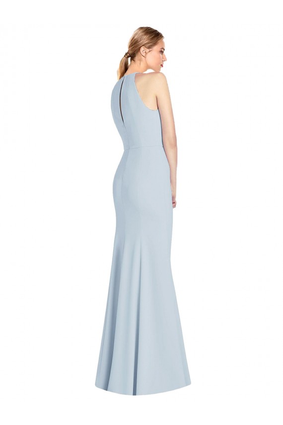 Discount Full Length Sleeveless Halter Bridesmaid Dress / Prom Dress with Keyhole Back