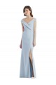 Discount Romantic Off the Shoulder Long Maxi Bridesmaid Dress with Side Slit