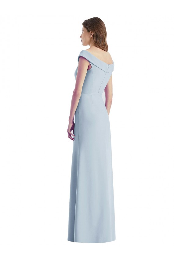 Discount Romantic Off the Shoulder Long Maxi Bridesmaid Dress with Side Slit