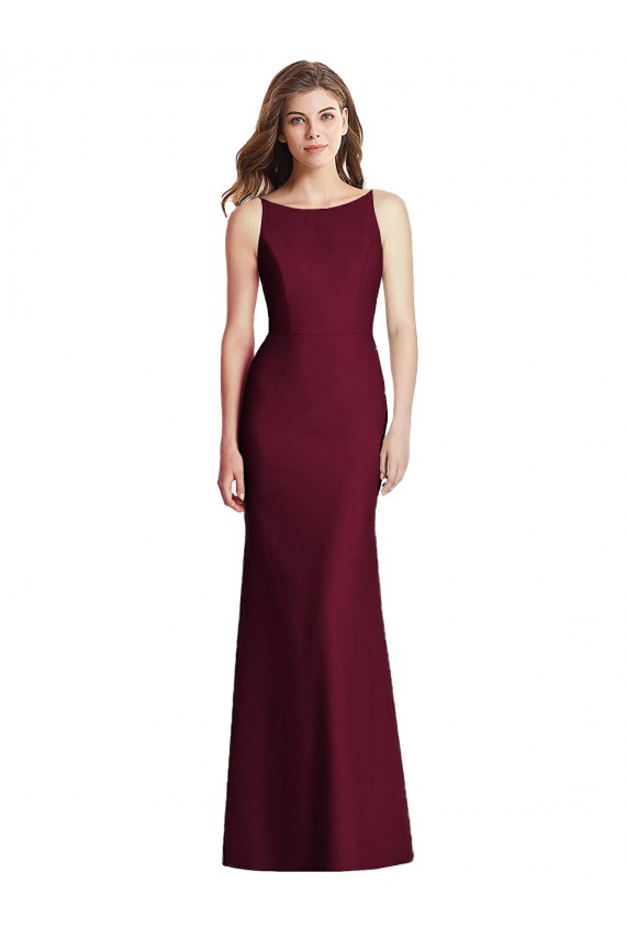 Discount Open Cowl Back Bateau Neck Trumpet Bridesmaid Dress