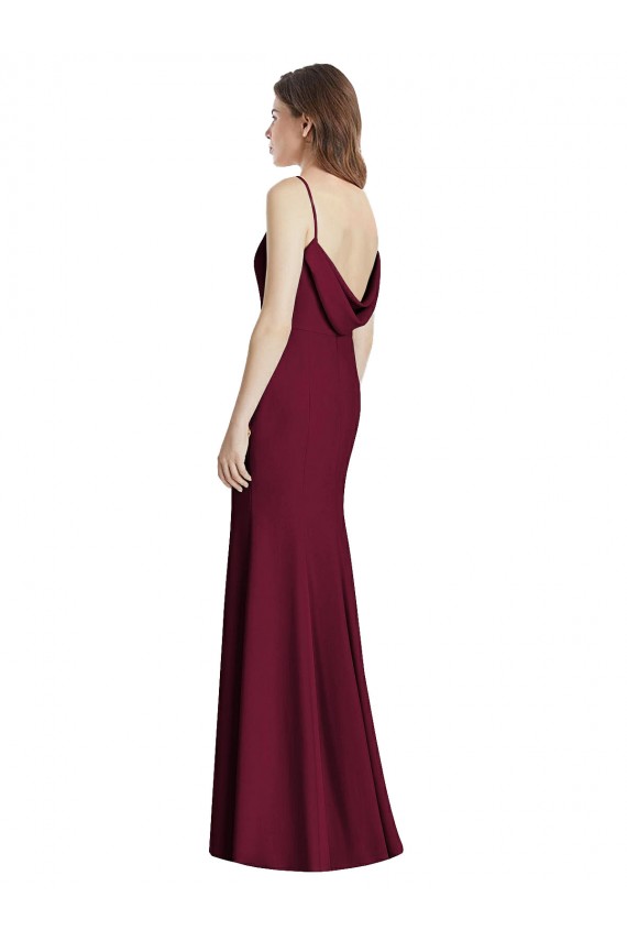 Discount Open Cowl Back Bateau Neck Trumpet Bridesmaid Dress