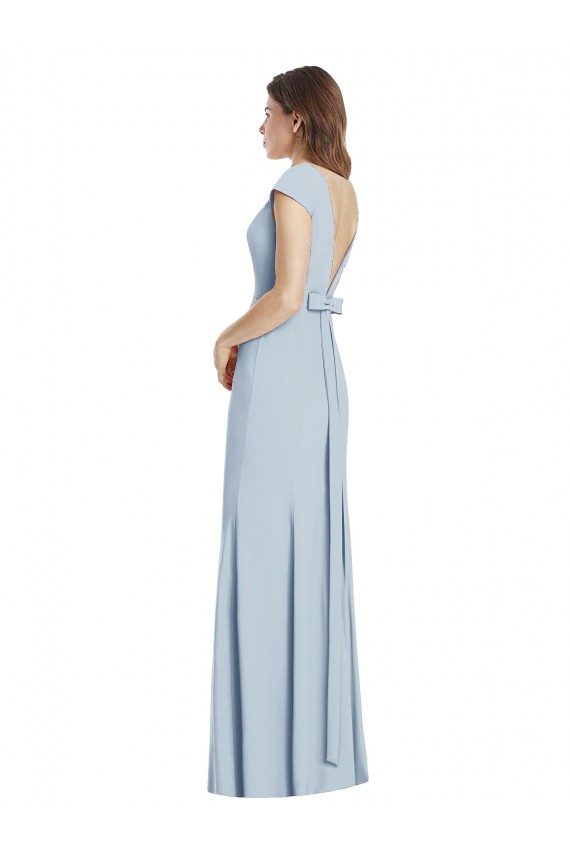 Discount Bateau Neck Cap Sleeves Open Back Trumpet Bridesmaid Dress / Prom Dress