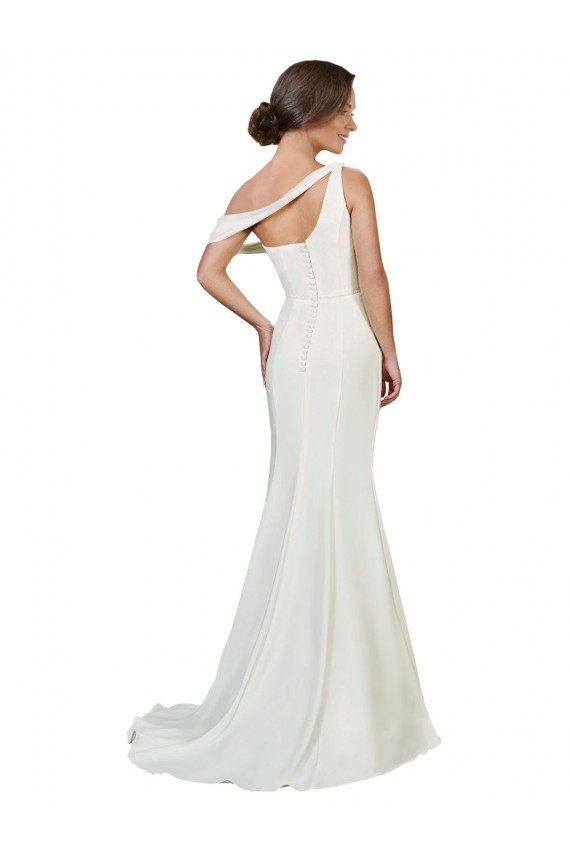 Discount One Shoulder Formal Crepe Bridesmaid Dress / Prom Dress with Draped Off the Shoulder Strap