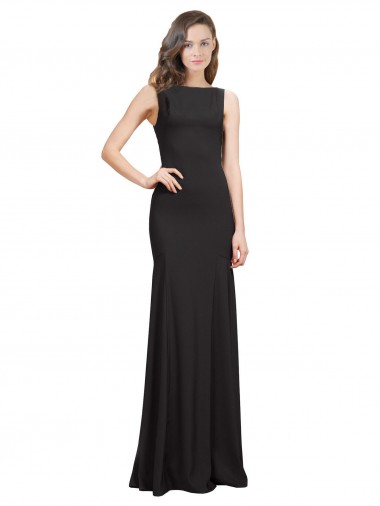 Discount Sleeveless Bateau Neckline Crepe Bridesmaid Dress / Prom Dress with Twist Back