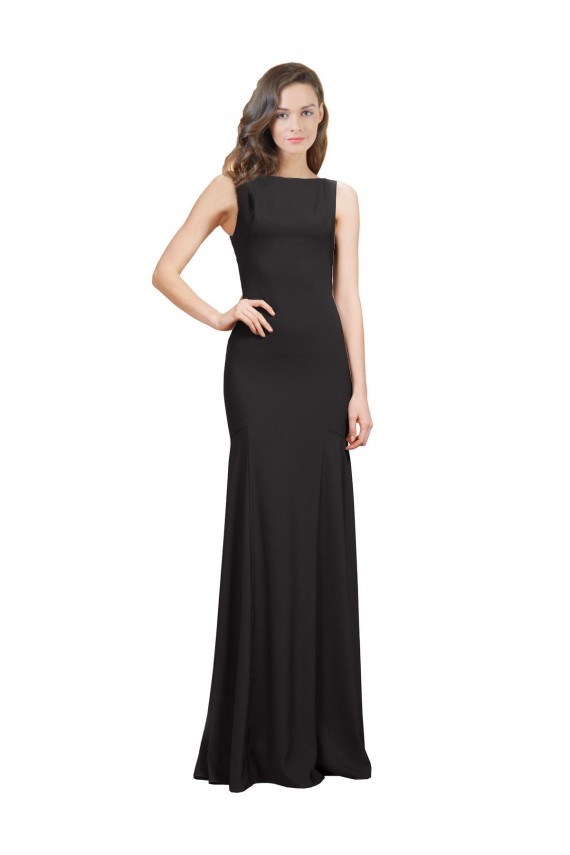 Discount Sleeveless Bateau Neckline Crepe Bridesmaid Dress / Prom Dress with Twist Back