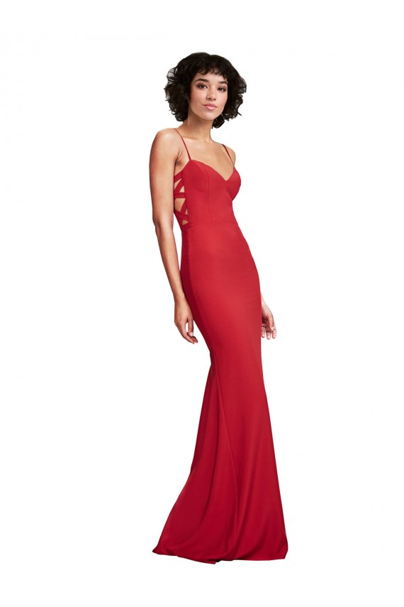 Discount Spaghetti Strap Slip Neckline Formal Crepe Bridesmaid Dress / Prom Dress