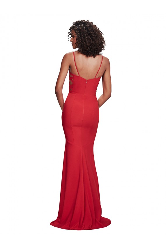Discount Spaghetti Strap Slip Neckline Formal Crepe Bridesmaid Dress / Prom Dress