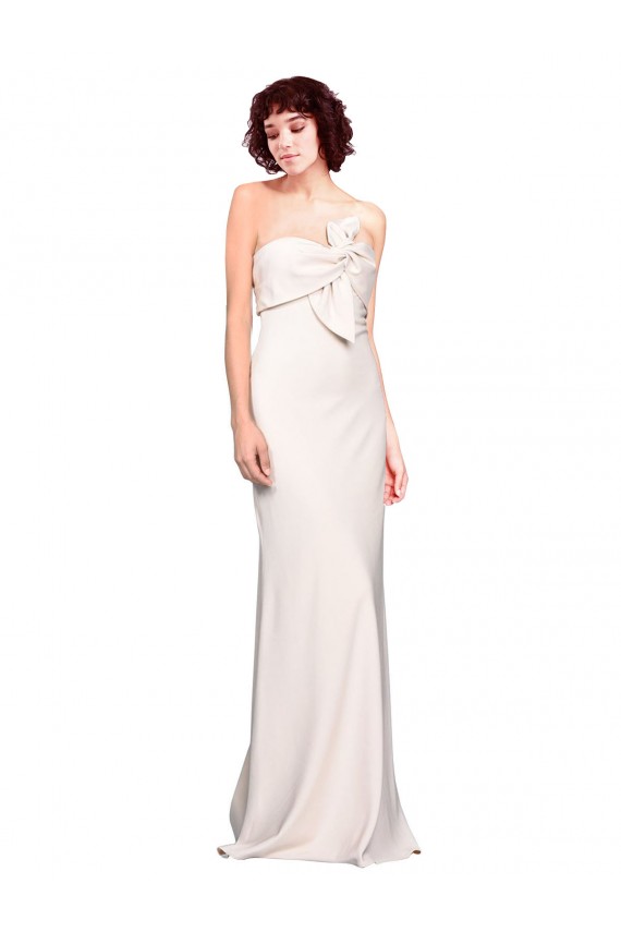Discount Strapless Crepe Fitted Bridesmaid Dress / Prom Dress with Twist Bow