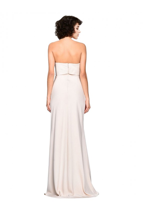 Discount Strapless Crepe Fitted Bridesmaid Dress / Prom Dress with Twist Bow
