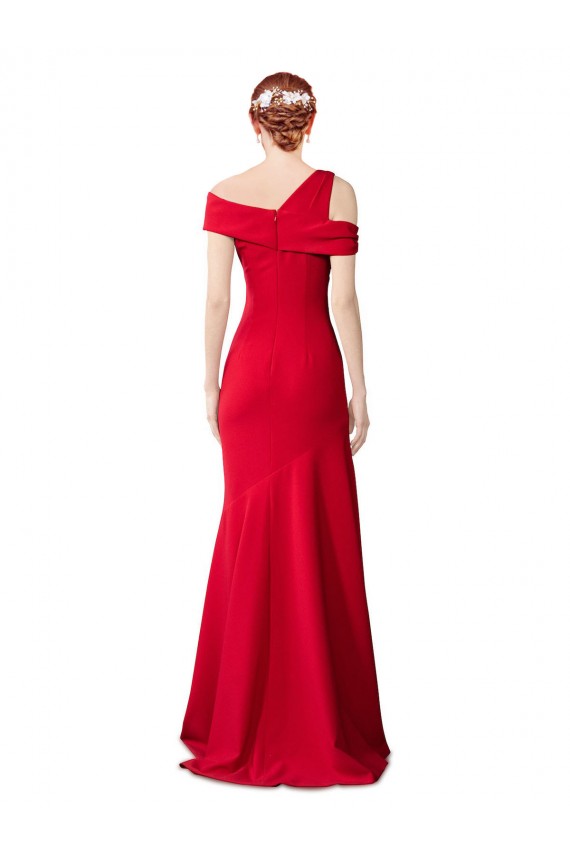 Discount Sleeveless Ruched Formal Crepe Mermaid Bridesmaid Dress / Prom Dress with Off The Shoulder Detail