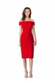 Discount Off the Shoulder Square Neck Cocktail Length Bridesmaid Dress / Prom Homecoming Dress