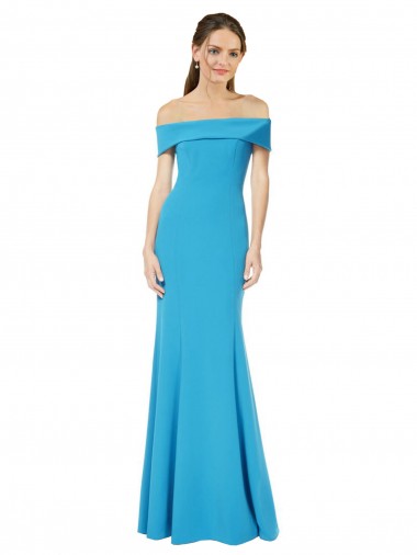 Discount Off the Shoulder Formal Crepe Bridesmaid Dress / Prom Dress with Fitted Silhouette