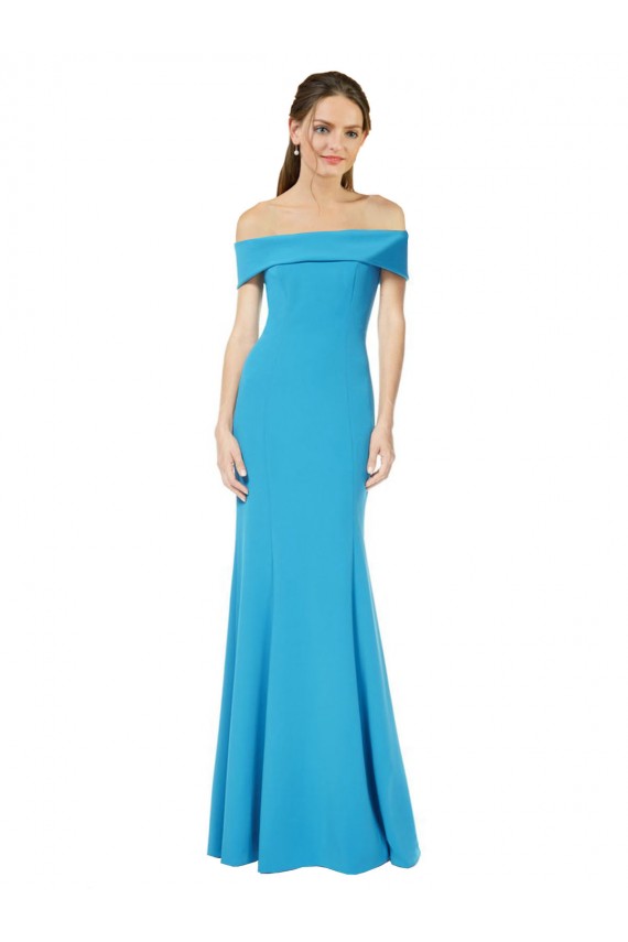Discount Off the Shoulder Formal Crepe Bridesmaid Dress / Prom Dress with Fitted Silhouette