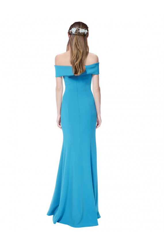 Discount Off the Shoulder Formal Crepe Bridesmaid Dress / Prom Dress with Fitted Silhouette