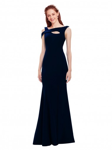 Discount Sleeveless Formal Crepe Mermaid Bridesmaid Dress / Prom Dress with Side Slit