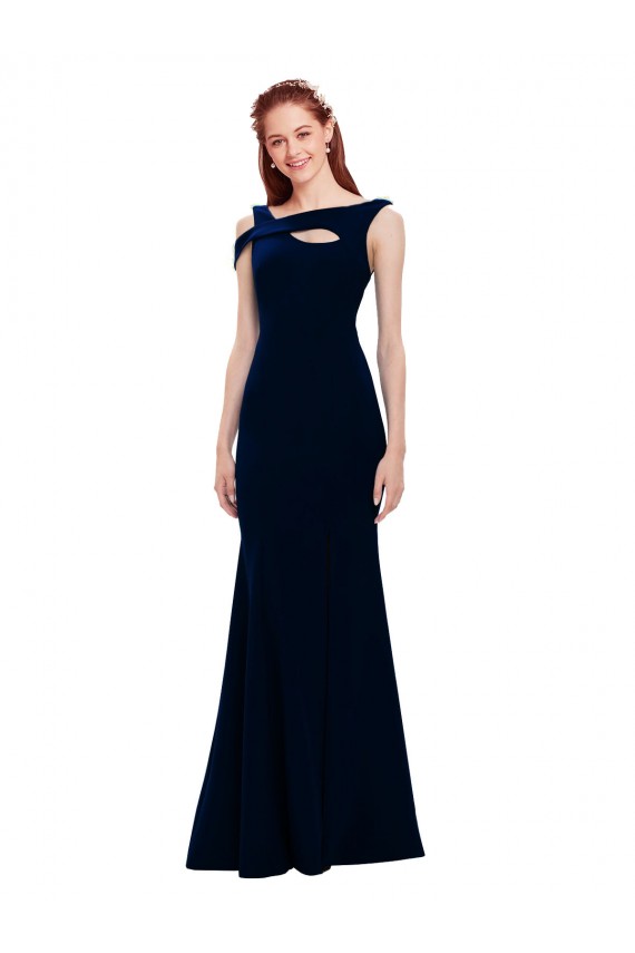 Discount Sleeveless Formal Crepe Mermaid Bridesmaid Dress / Prom Dress with Side Slit