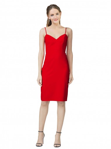 Discount Sleeveless Sheath Sweetheart Neckline Formal Crepe Bridesmaid Dress / Prom Homecoming Dress