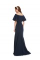 Discount Off the Shoulder Formal Crepe Bridesmaid Dress / Prom Dress with Short Ruffle Sleeves.
