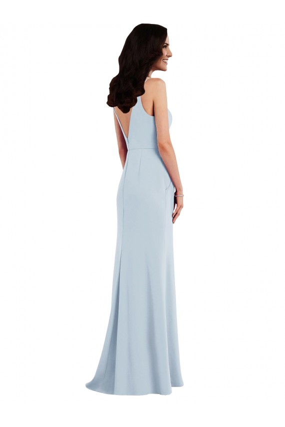 Discount V Back Spaghetti Strap Maxi Bridesmaid Dress / Prom Dress with Pockets