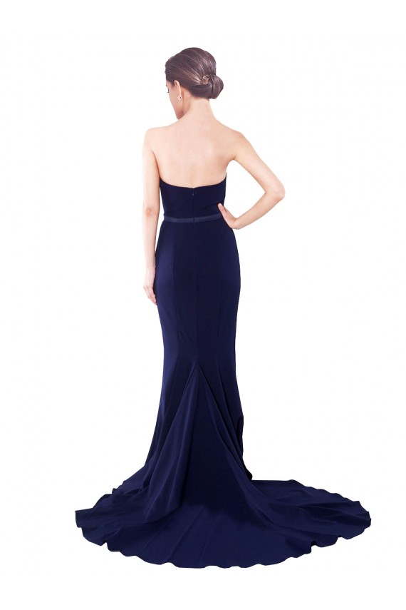 Discount Strapless Sweetheart Neckline Crepe Bridesmaid Dress / Prom Dress with Satin Waistband
