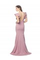 Discount Flutter Sleeves Low V-Back High Round Neck Formal Crepe Bridesmaid Dress / Prom Dress