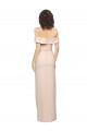 Discount Off the Shoulder Long Formal Crepe Bridesmaid Dress / Prom Dress with Waist Tie and Slit