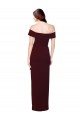 Discount Off the Shoulder Long Formal Crepe Bridesmaid Dress / Prom Dress with Waist Tie