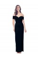 Discount Off the Shoulder Long Full Length Formal Crepe Bridesmaid Dress / Prom Dress with Side Split