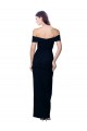 Discount Off the Shoulder Long Full Length Formal Crepe Bridesmaid Dress / Prom Dress with Side Split