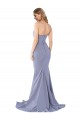 Discount Long Strapless Sweetheart Sweep Train Formal Crepe Bridesmaid Dress / Prom Dress with Low Back