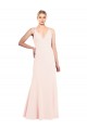 Discount Slim A-Line V-Neck Long Stretch Formal Crepe Bridesmaid Dress / Prom Dress with V-Back